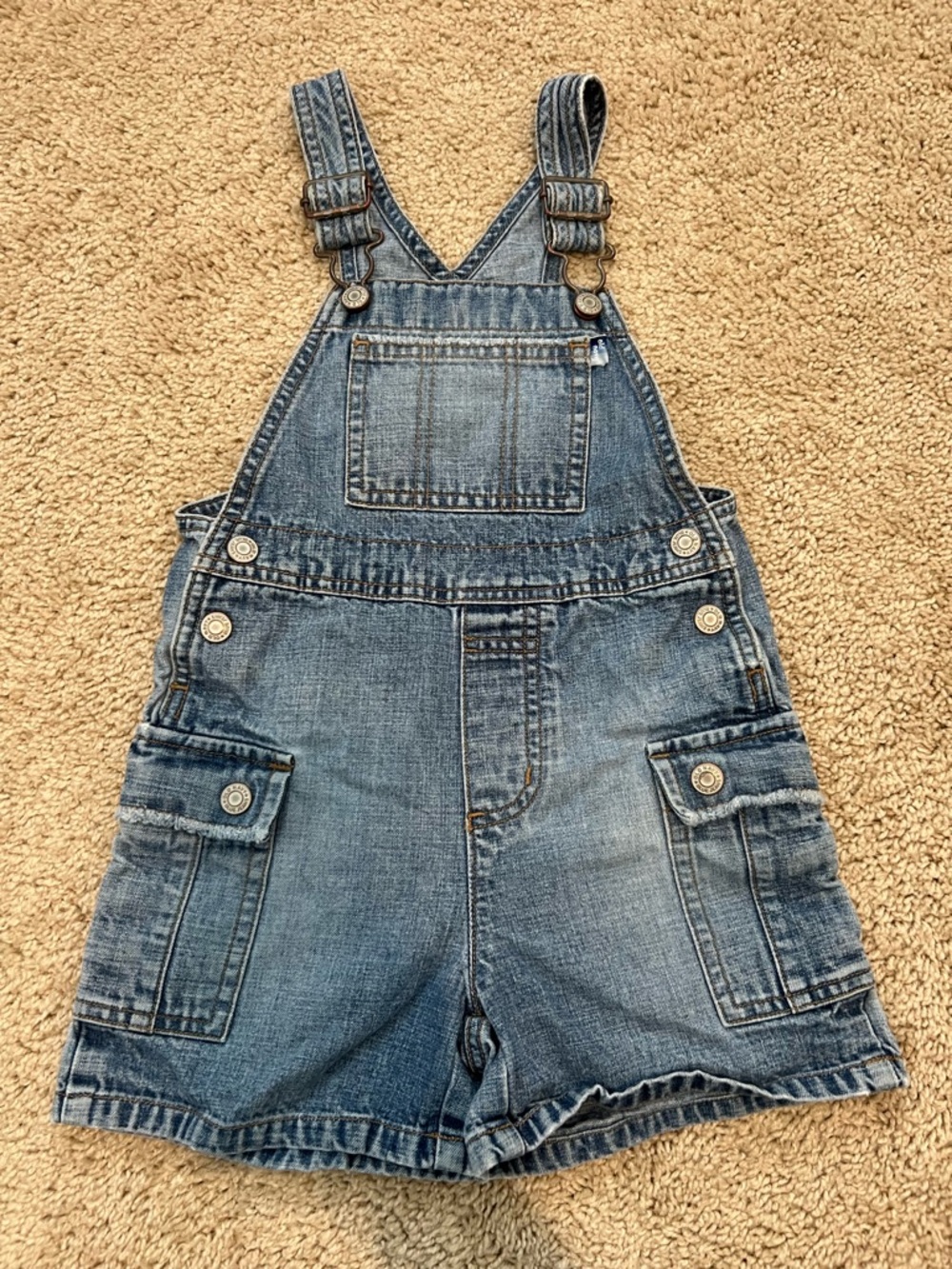 Vintage Old Navy Kids Size 4 Overalls Shorts Jeans Denim Early 2000s Y2K
